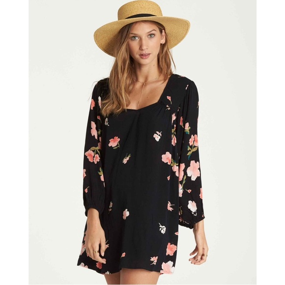 Billabong Black Floral Mini Dress - Picture 2 of 12